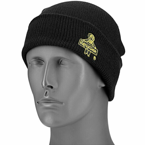 Refrigiwear Black Acrylic Knit Watch Cap with Gold Embroidery Logo 0045RGLDOSA 47624140